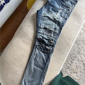 Men's Distressed Blue Jeans